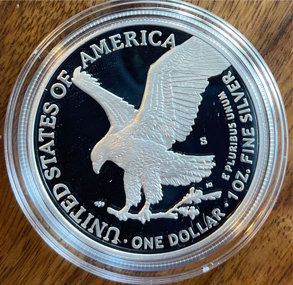 American Eagle 2022-S 1 oz Silver Proof (22EM Sticker)  coin collectible [Barcode 704786340489] - Main Image 3