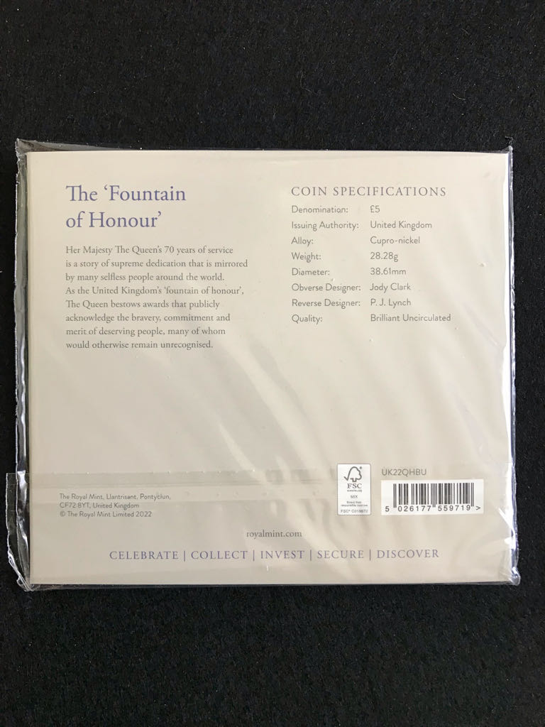 The Queen’s Reign Honours And Investitures Brilliant Uncirculated Coin  coin collectible - Main Image 2