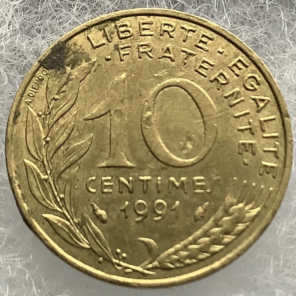 France 10 Centimes 1991  coin collectible - Main Image 1