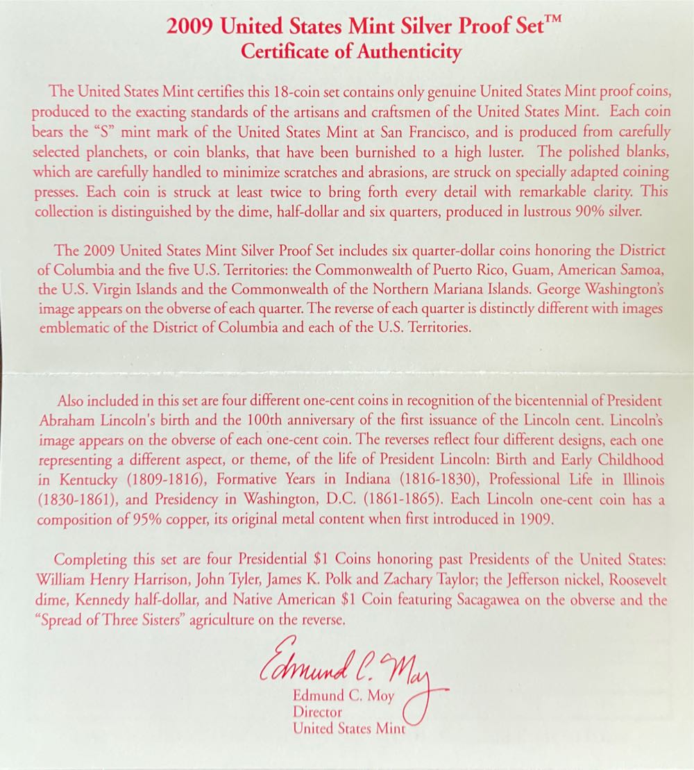 2009 US Mint Silver Proof Set  coin collectible [Barcode 704785058767] - Main Image 4