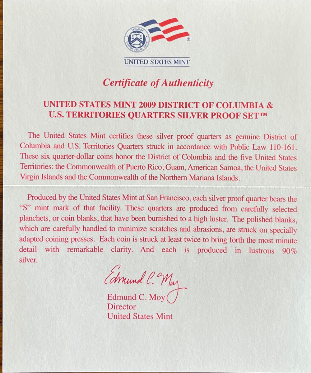 2009 US Mint Silver Quarter Proof Set  coin collectible [Barcode 704785058774] - Main Image 4