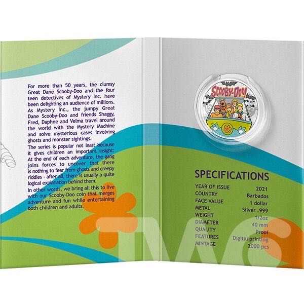 Barbados 1 Dollar 2021  - Scooby-Doo - 1/2 Oz .999 Silver Proof Coin  coin collectible - Main Image 4