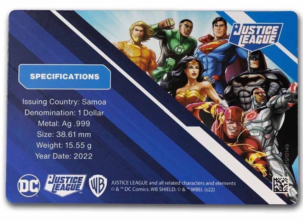 2022 Samoa 1$ Justice League DC Comics Aquaman - 1/2 oz .999 Silver Coin  coin collectible - Main Image 3