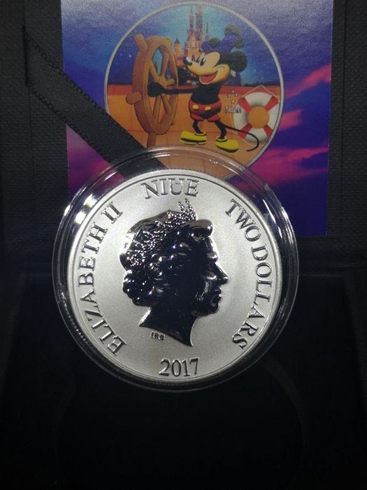 Niue 2017 2$ Mickey Mouse Steamboat Willie Disney Palace Colorized Coin - 1 Oz  coin collectible - Main Image 2