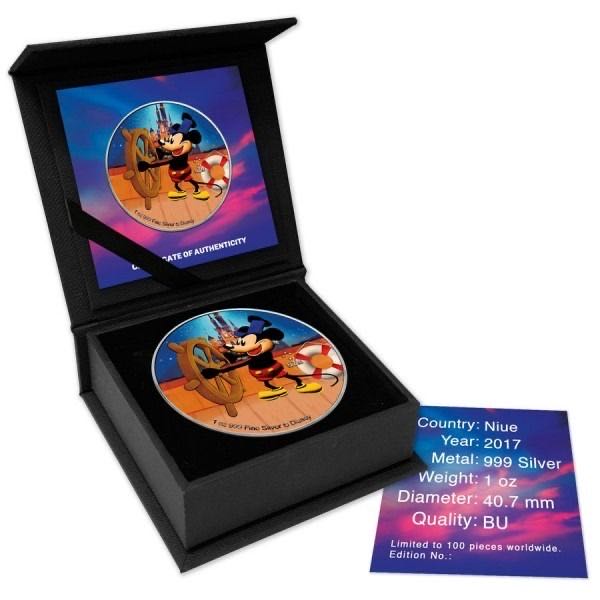 Niue 2017 2$ Mickey Mouse Steamboat Willie Disney Palace Colorized Coin - 1 Oz  coin collectible - Main Image 4