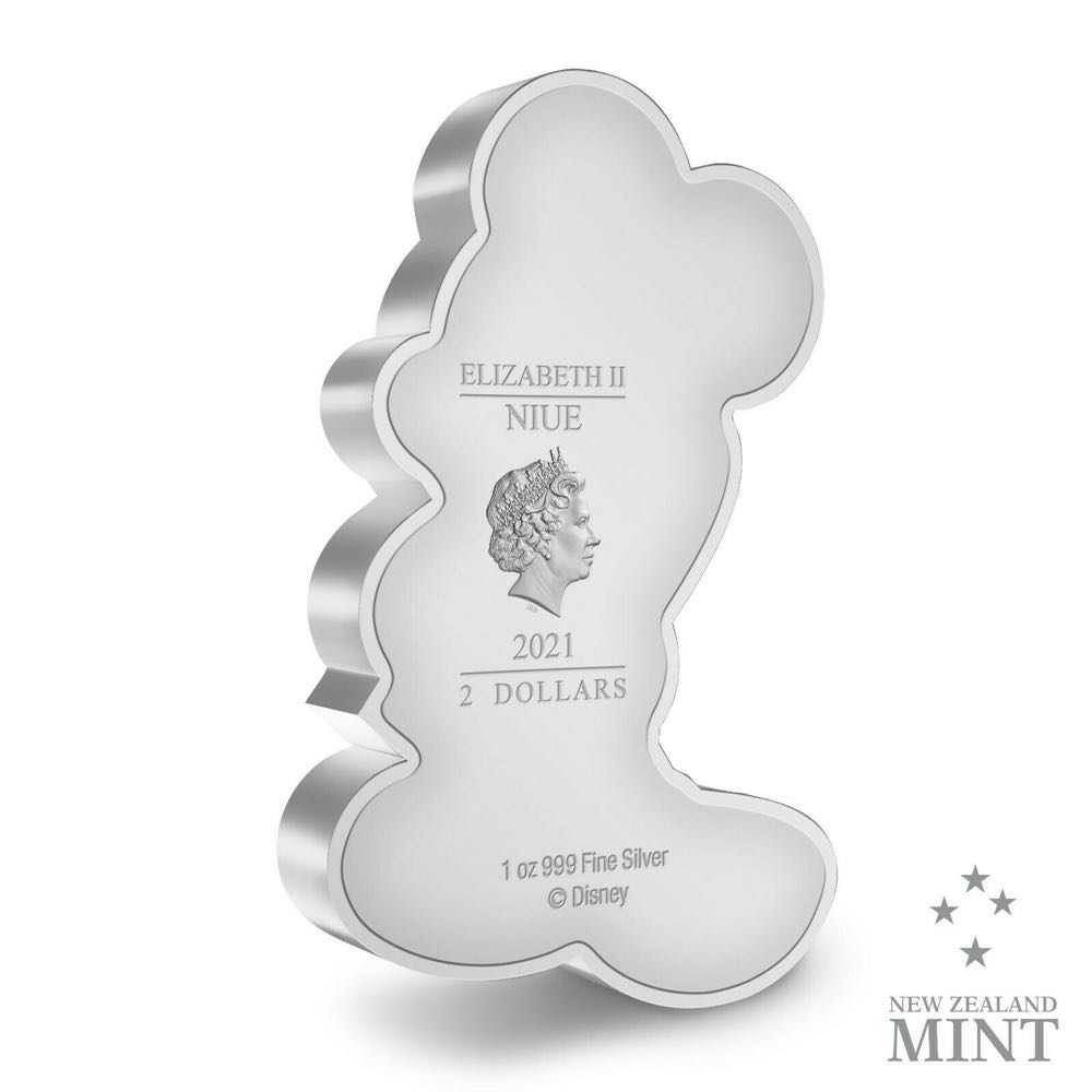 2021 $2 Niue - Disney Mickey & Friends: Mickey Mouse (Shaped Coin) - NZM (1oz Silver)  coin collectible - Main Image 3