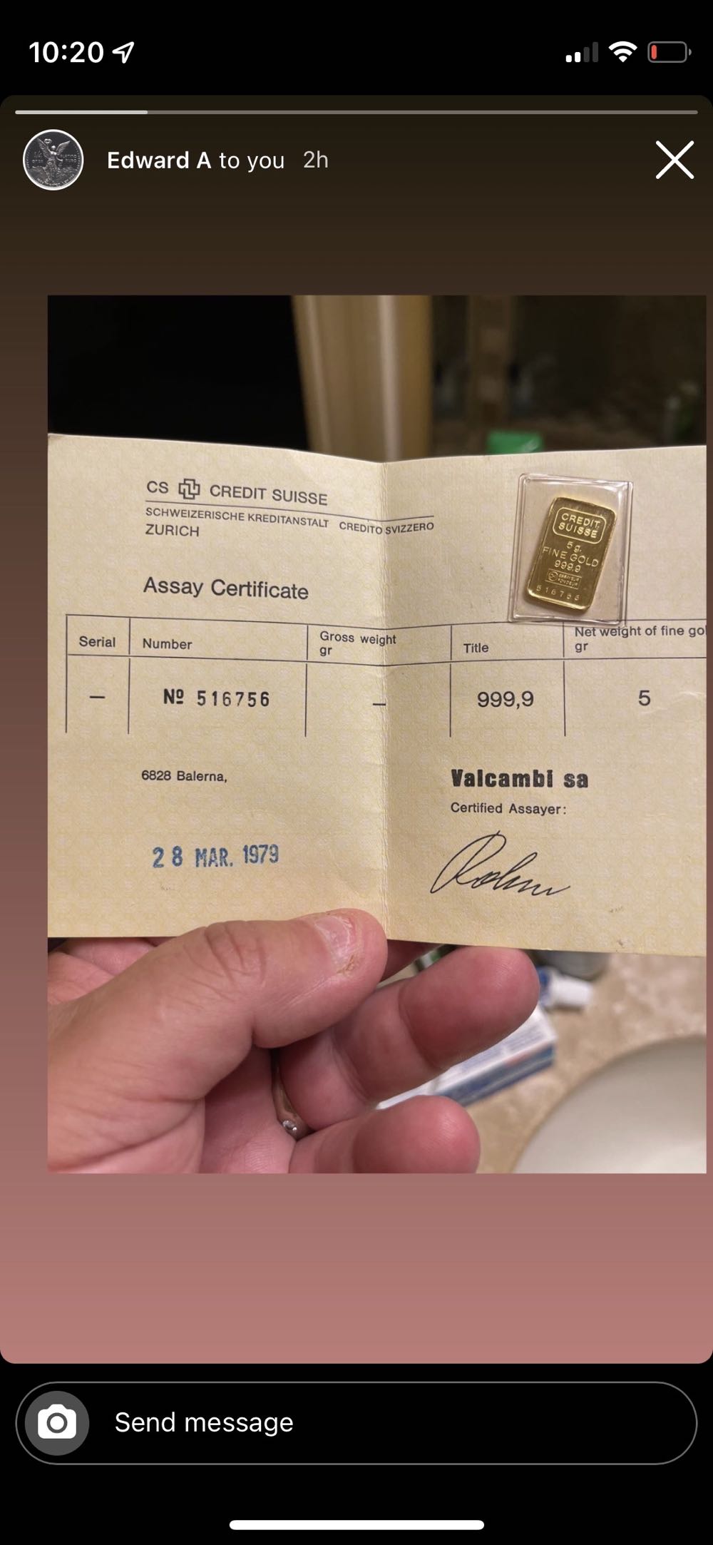 5 Gram Credit Suisse Vintage Pressed Bank Bar  coin collectible - Main Image 4