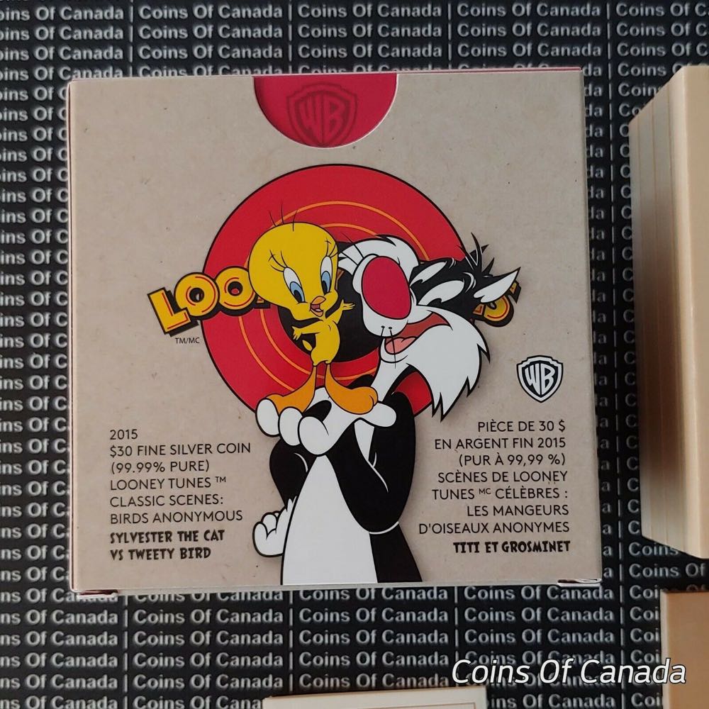 2015 $30 Canada LOONEY TUNES Classic Scenes “Birds Anonymous” (Sylvster the Cat vs Tweety Bird) - 2 Oz .9999 Silver Coin  coin collectible - Main Image 3