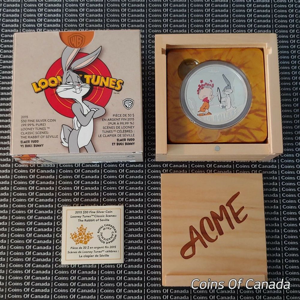 2015 $30 Canada LOONEY TUNES CLASSIC SCENE “The Rabbit of Seville” (ELMER FUDD VS BUGS BUNNY) - 2 Oz .9999 Silver Coin  coin collectible - Main Image 2