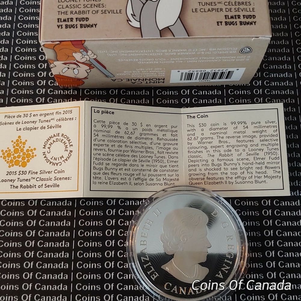 2015 $30 Canada LOONEY TUNES CLASSIC SCENE “The Rabbit of Seville” (ELMER FUDD VS BUGS BUNNY) - 2 Oz .9999 Silver Coin  coin collectible - Main Image 4