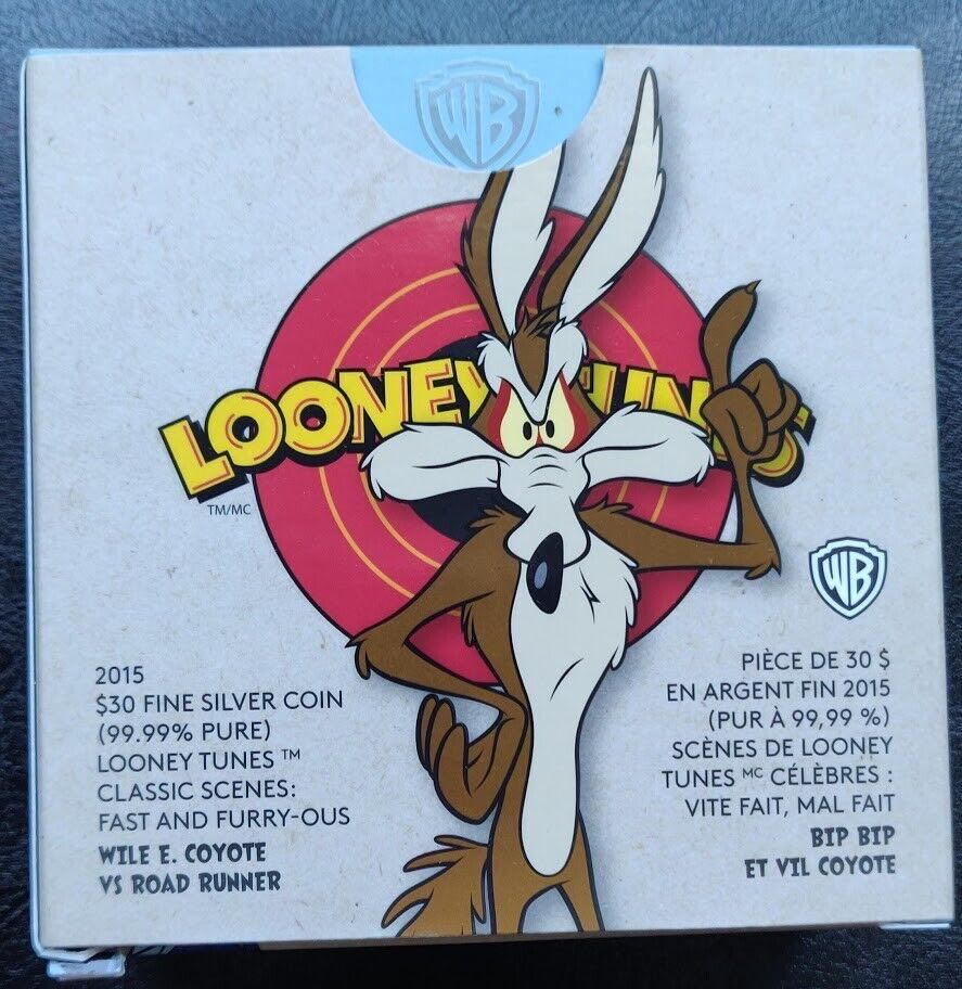 2015 $30 Canada LOONEY TUNES Classic Scenes “Fast and Furry-ous” (Wile E Coyote Vs Road Runner) - 2 Oz .9999 Silver Coin  coin collectible - Main Image 3