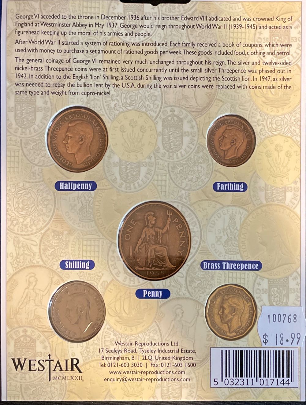 George VI Originale British Coins  coin collectible [Barcode 5032311017144] - Main Image 2