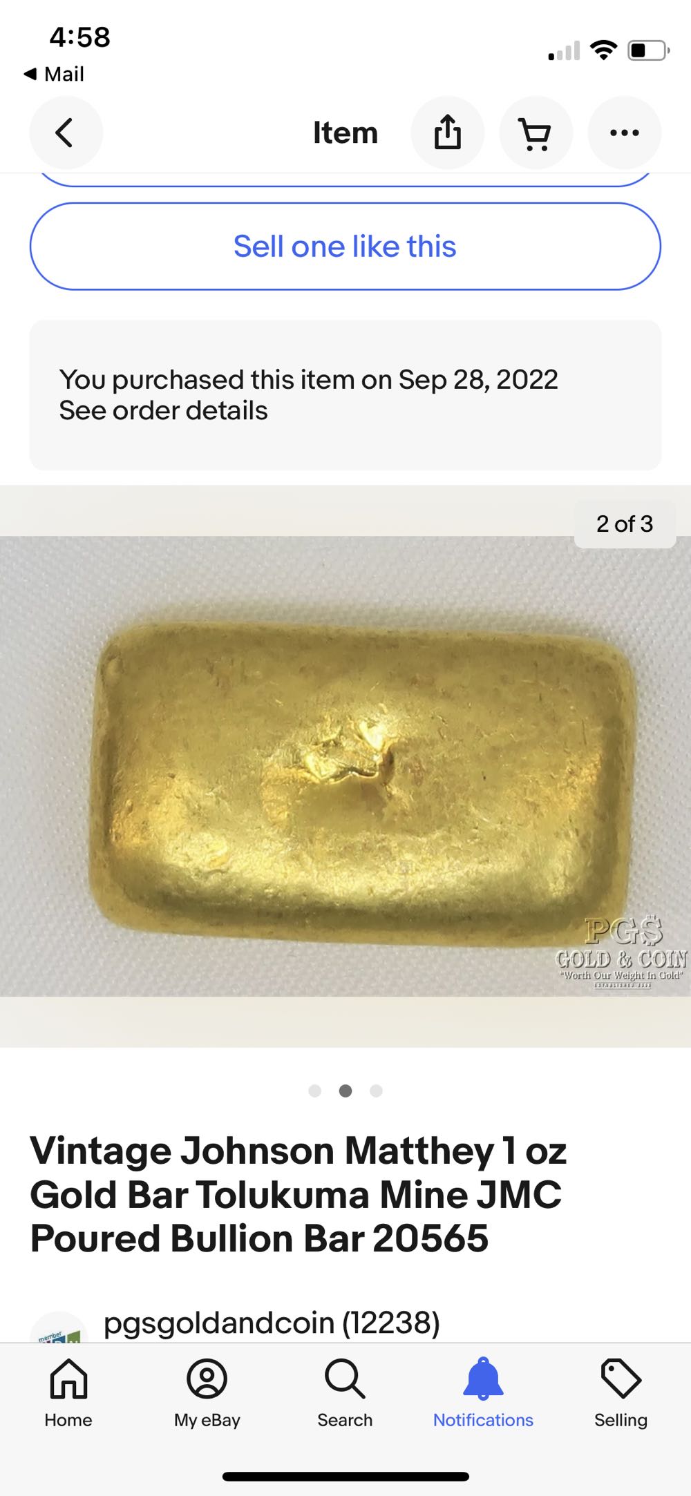 1 Oz JMC Gold Ingot  coin collectible - Main Image 2