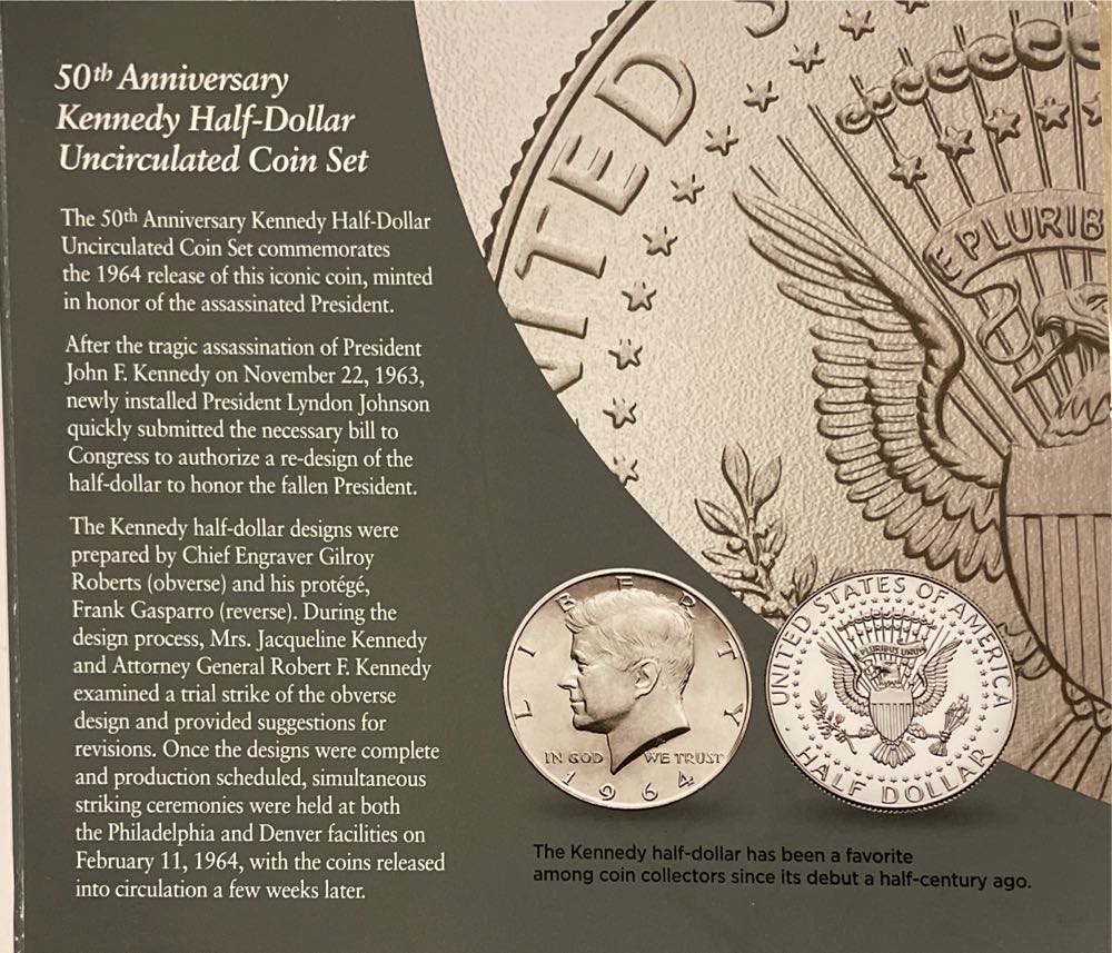 Kennedy Half Dollar 50th Anniversary P & D Coin Set Uncirculated  coin collectible [Barcode 704785581913] - Main Image 4