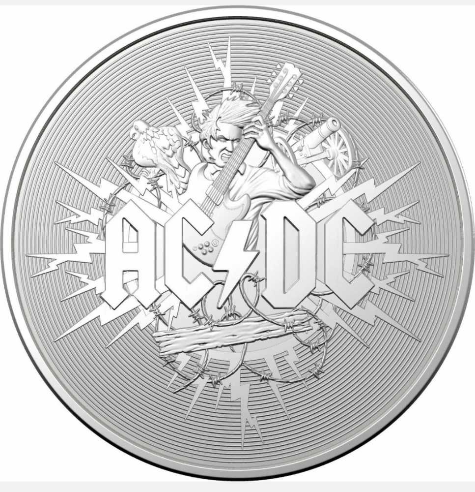 2021 $1 ACDC Silver Frosted Coin  coin collectible - Main Image 2