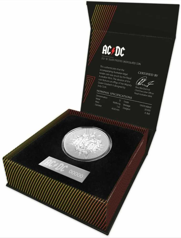 2021 $1 ACDC Silver Frosted Coin  coin collectible - Main Image 3