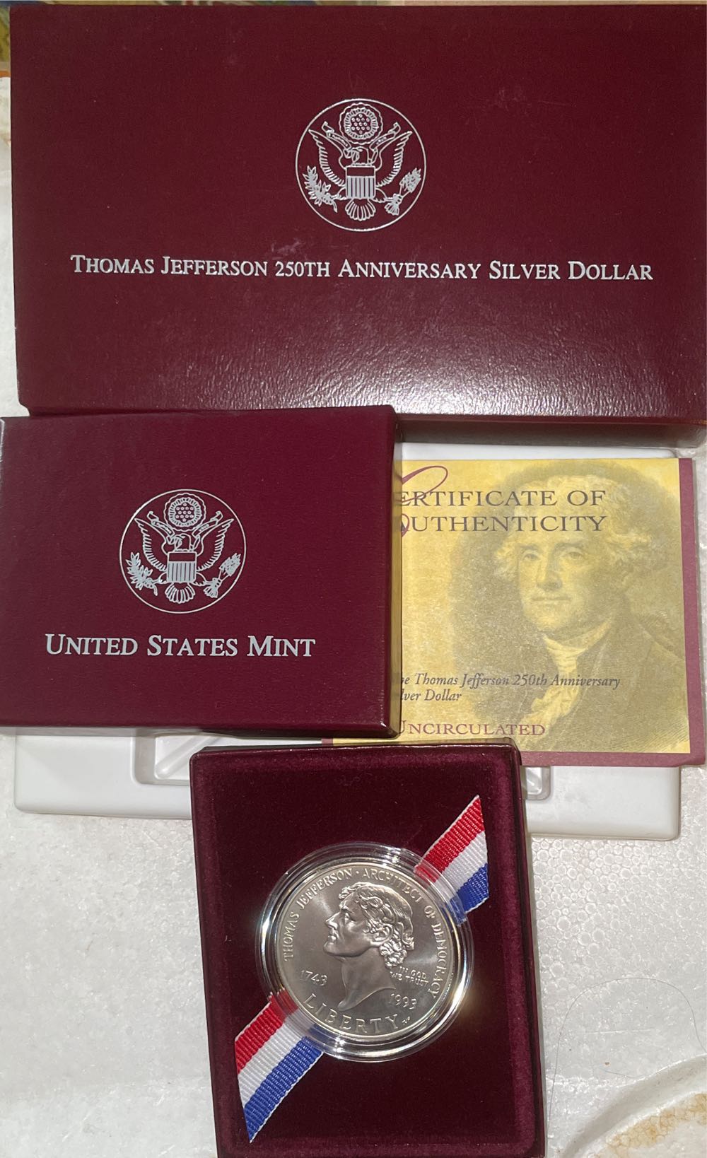 Thomas Jefferson 250th Anniversary Silver Dollar  coin collectible - Main Image 2
