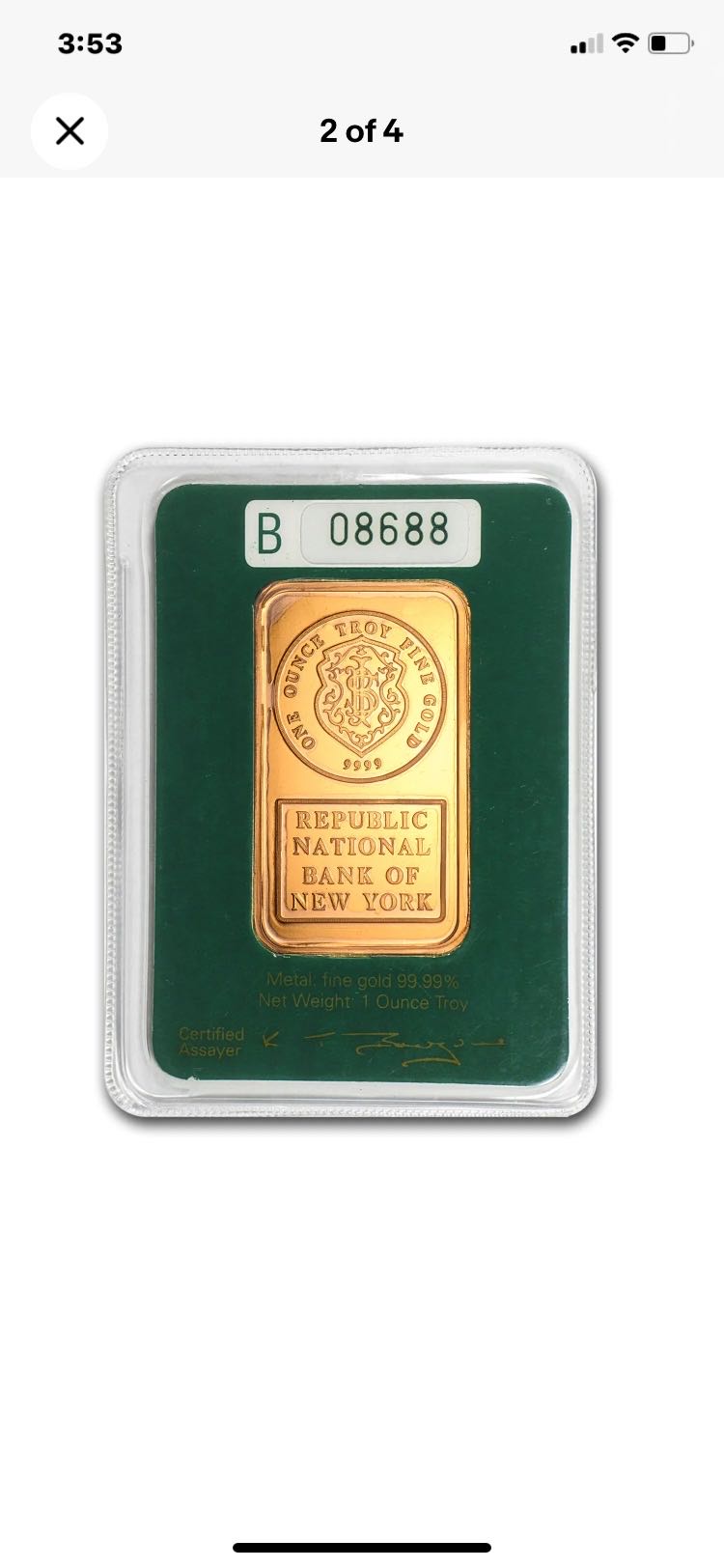 1oz JM Gold Bank Bar  coin collectible - Main Image 2