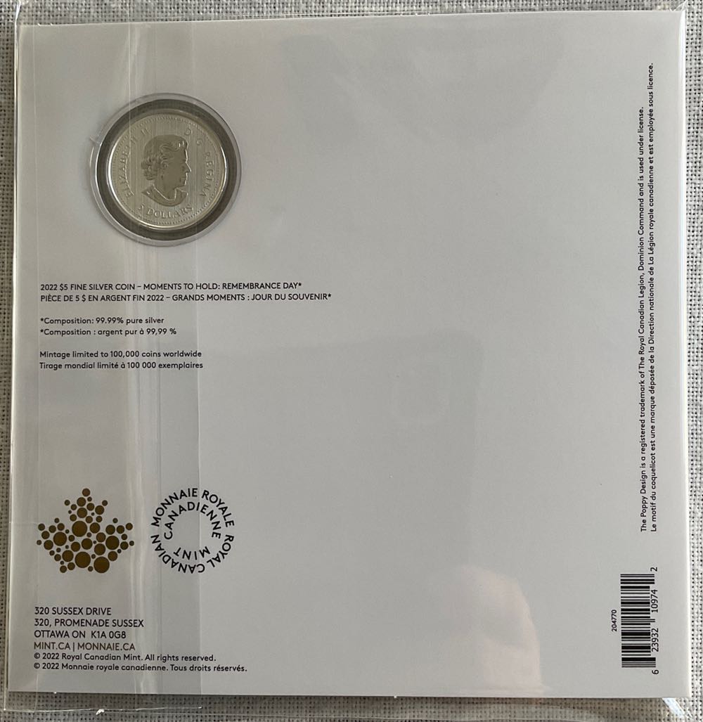 Jour Du Souvenir 2022  coin collectible [Barcode 623932109742] - Main Image 2
