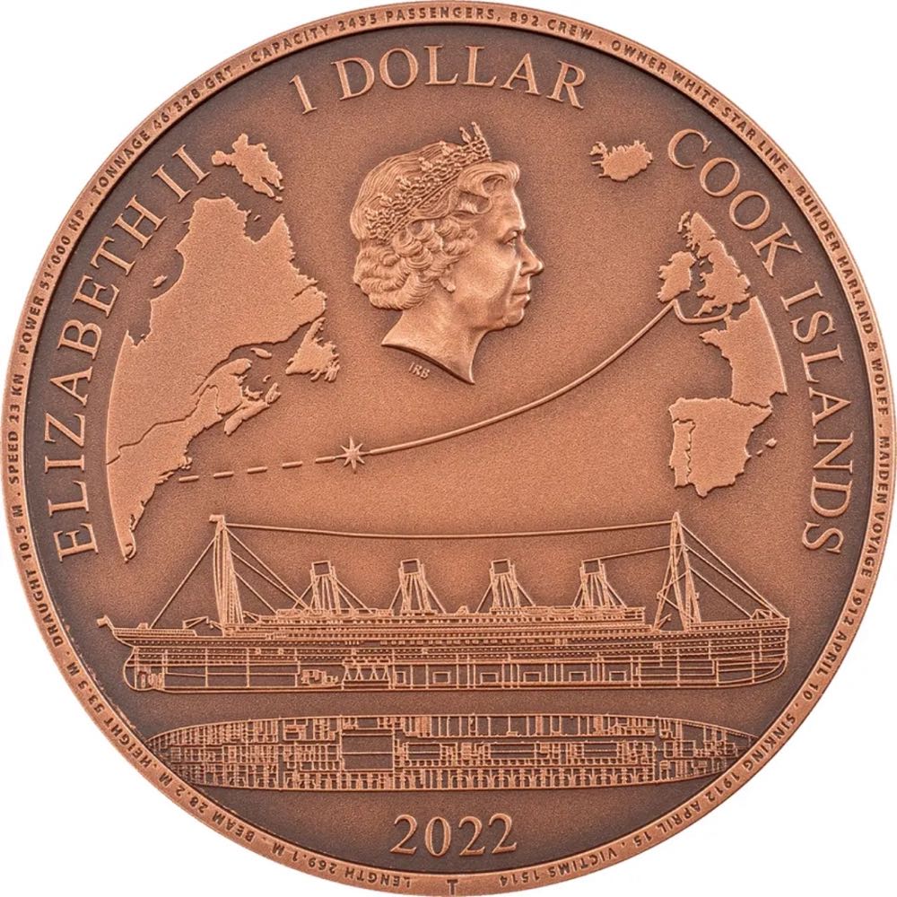 2022 Cook Islands Copper Titanic  coin collectible - Main Image 2