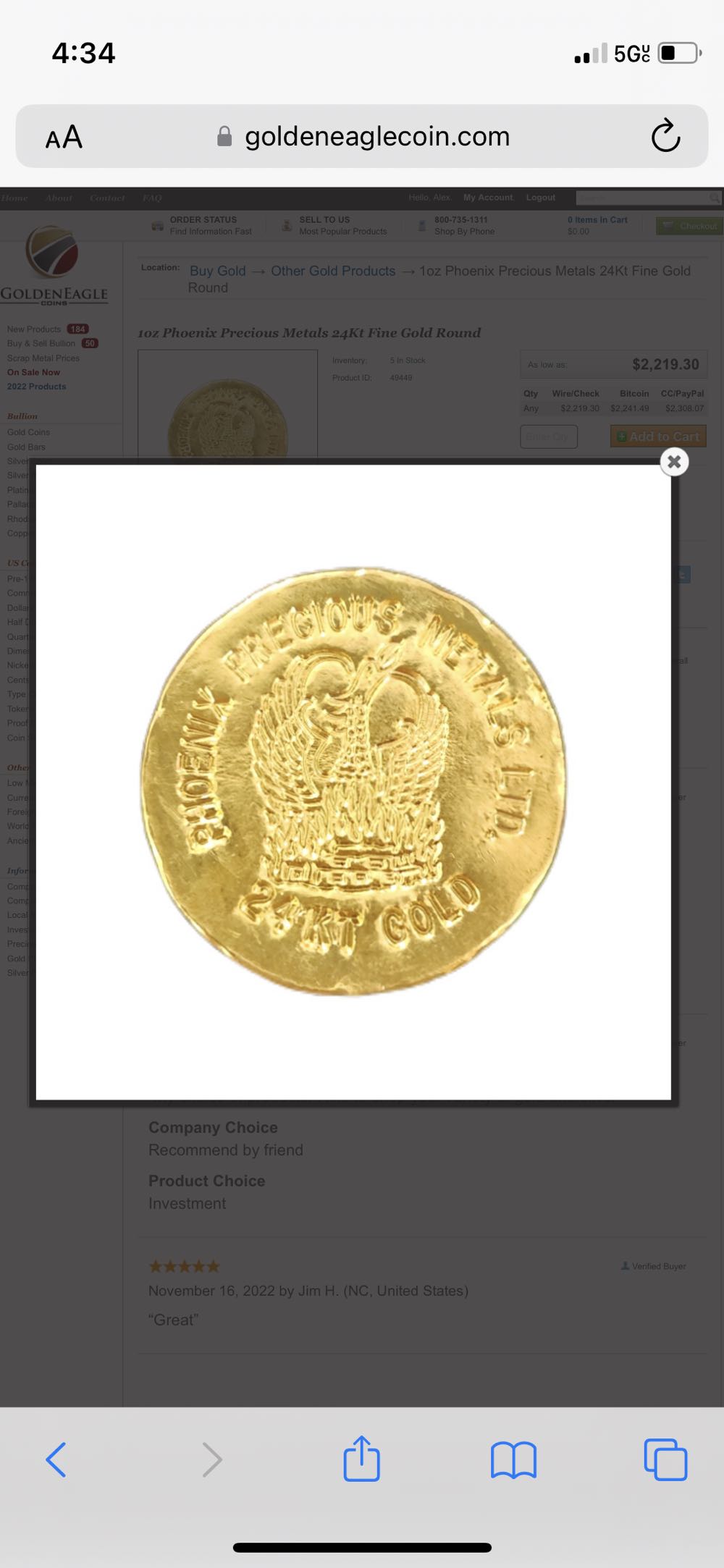 1/2 Oz JM Vintage Pressed 