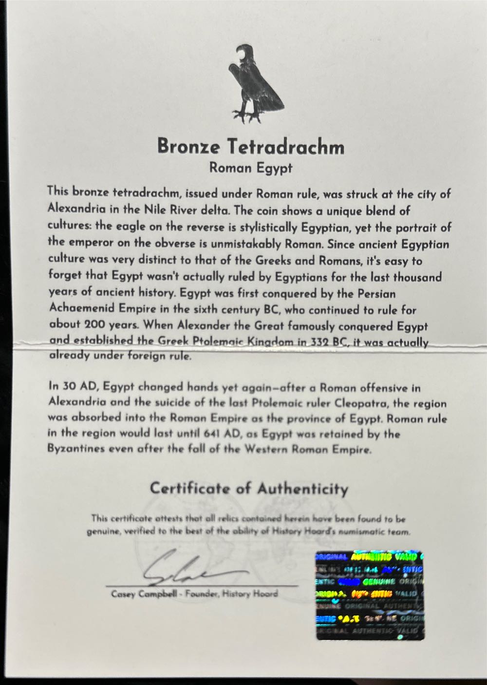 Roman Egypt Tetradrachm  coin collectible - Main Image 2