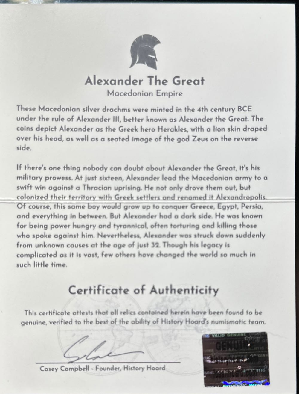Alexander The Great Tetadrachma coin collectible - Main Image 4