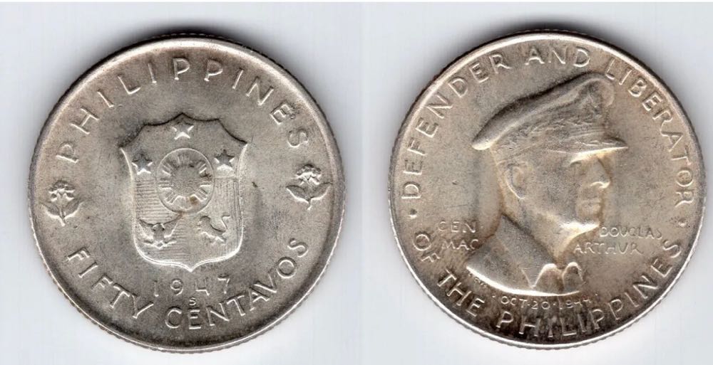 PHILIPPINEN   50 Centavos 1947   Mc Arthur  coin collectible - Main Image 3