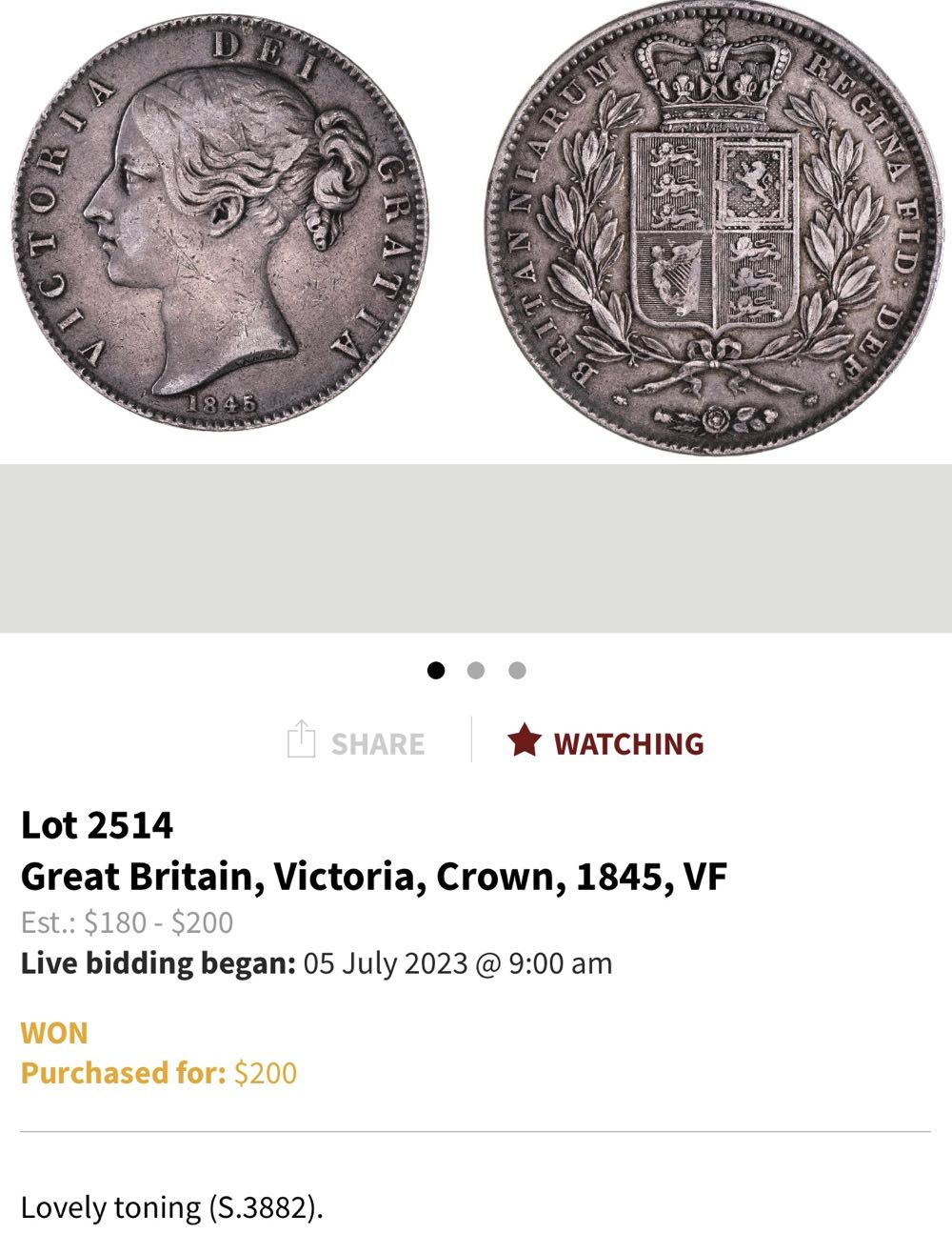 1845 Crown aVF  coin collectible - Main Image 3