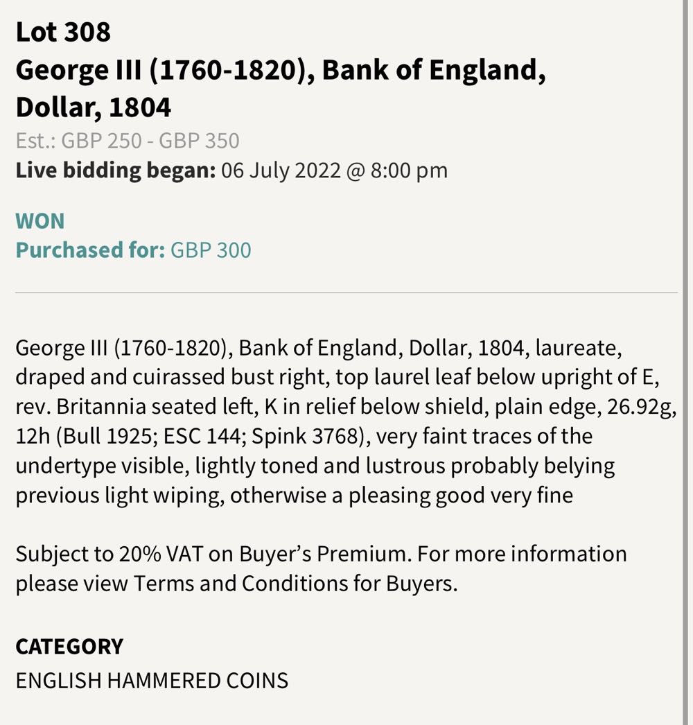 1804 BoE Dollar - gVF  coin collectible - Main Image 4