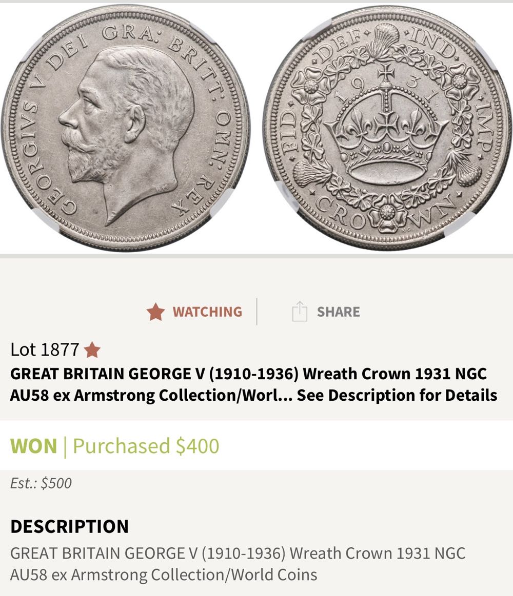 1929 Crown Wreath - aVF  coin collectible - Main Image 3