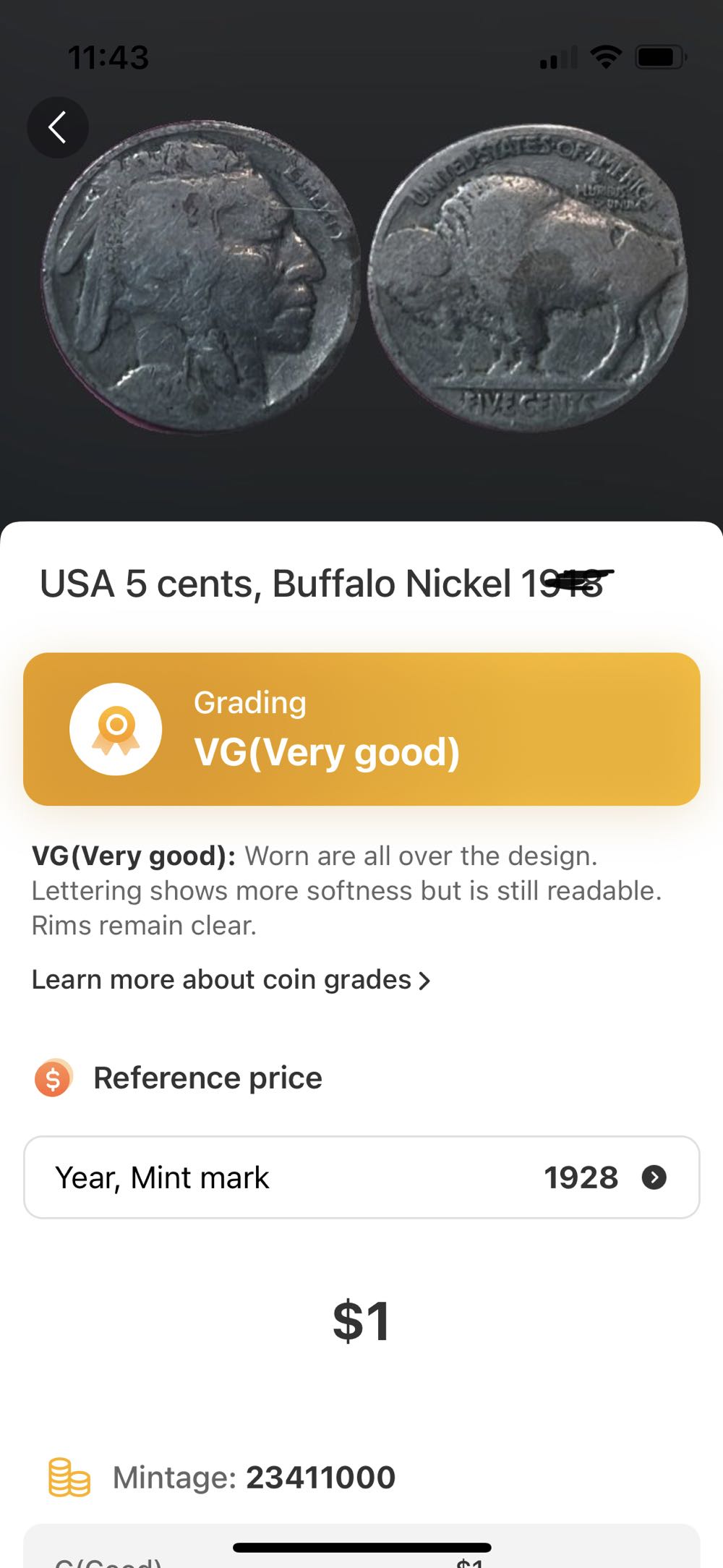 Nickel, Buffalo  coin collectible - Main Image 1