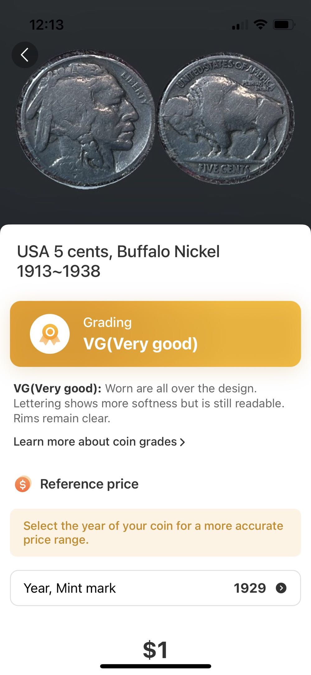 Nickel, Buffalo  coin collectible - Main Image 1