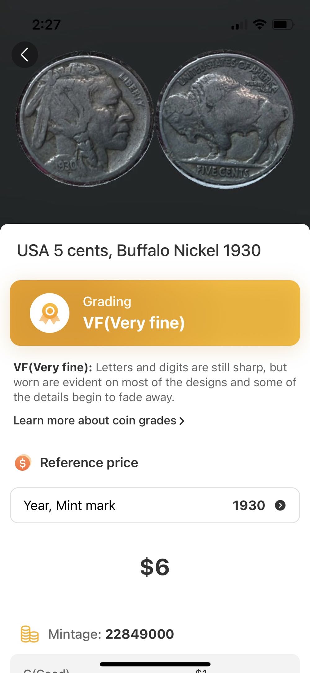 Queen Elizabeth II 1967 Sixpence