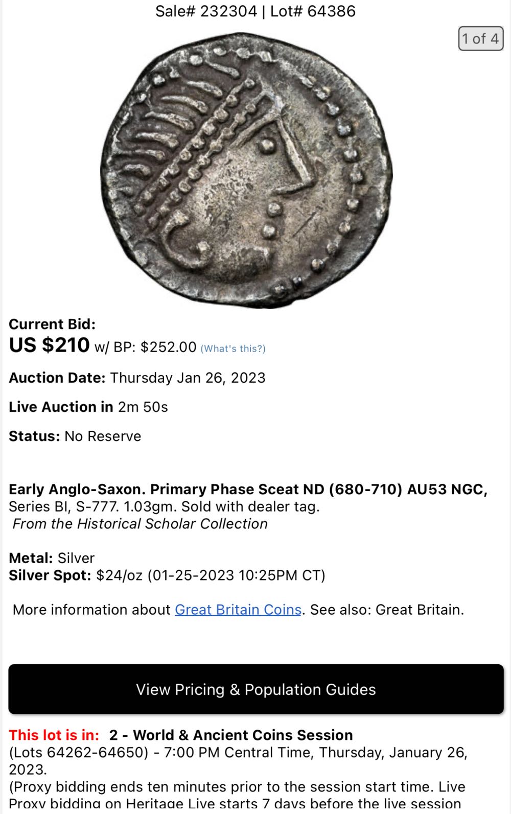 Great Britain, Anglo-Saxon Primary Phase Sceat  coin collectible - Main Image 3