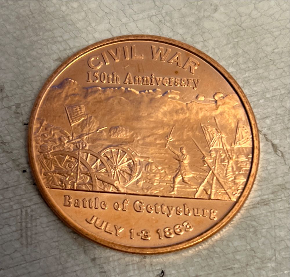 1 Oz Copper - Civil War Battle Of Gettysburg  coin collectible - Main Image 1