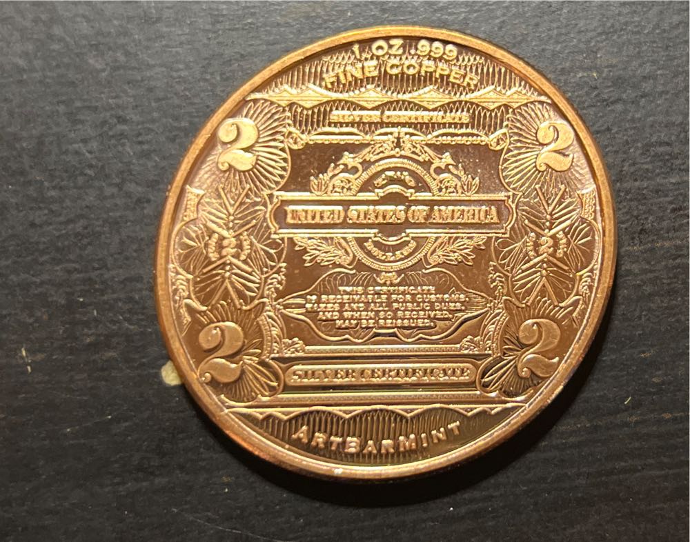 1 Oz Copper - Art Bar Mint $2  coin collectible - Main Image 2