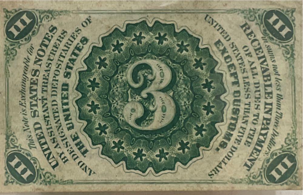 Fractional Currency Three Cents  coin collectible - Main Image 2