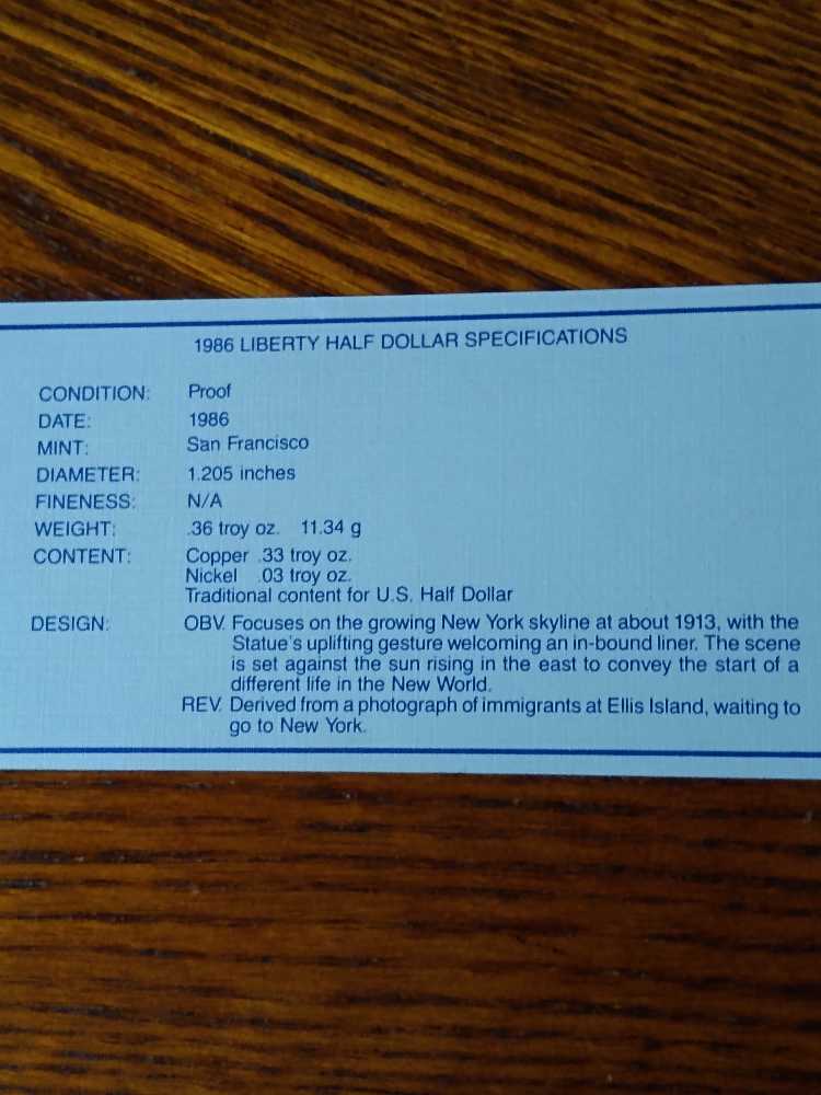 Liberty Silver Dollar & Half Dollar S Proofs 1986  coin collectible - Main Image 4