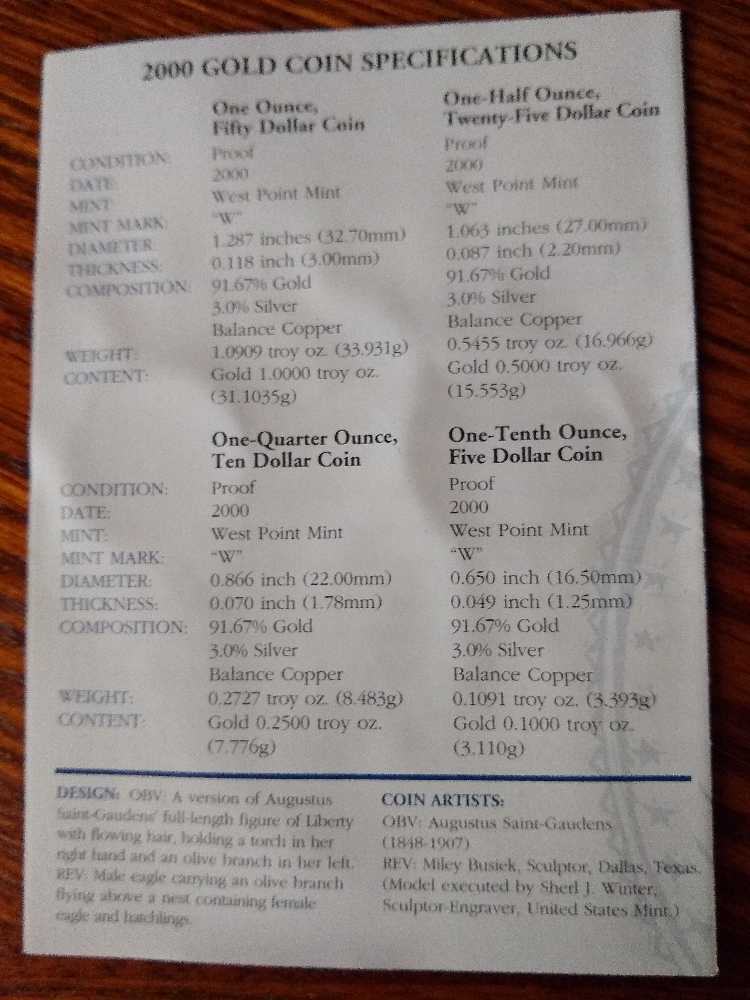 Jeremy Gold 2000 Gold Bullion Coins Proof Set   coin collectible - Main Image 3