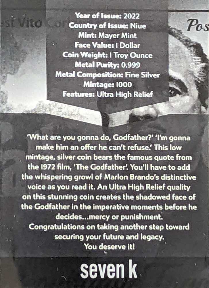 The Godfather 50th Anniversary  coin collectible [Barcode 35648270006591483088] - Main Image 4