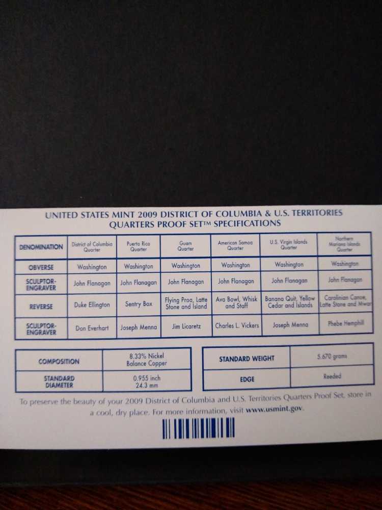 Proof 2009 S District & Territory Sets  coin collectible - Main Image 4