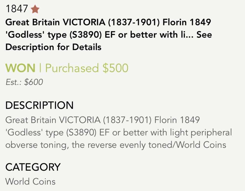 1849 Florin GODLESS - EF  coin collectible - Main Image 3