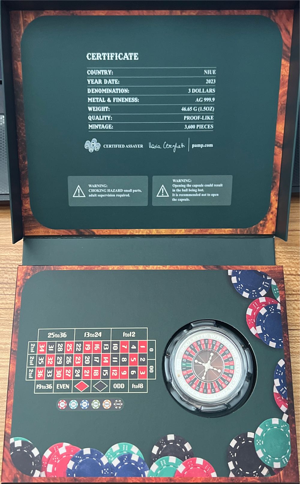 Roulette Spinning Wheel 1.5 Oz Silver Coin  coin collectible - Main Image 2