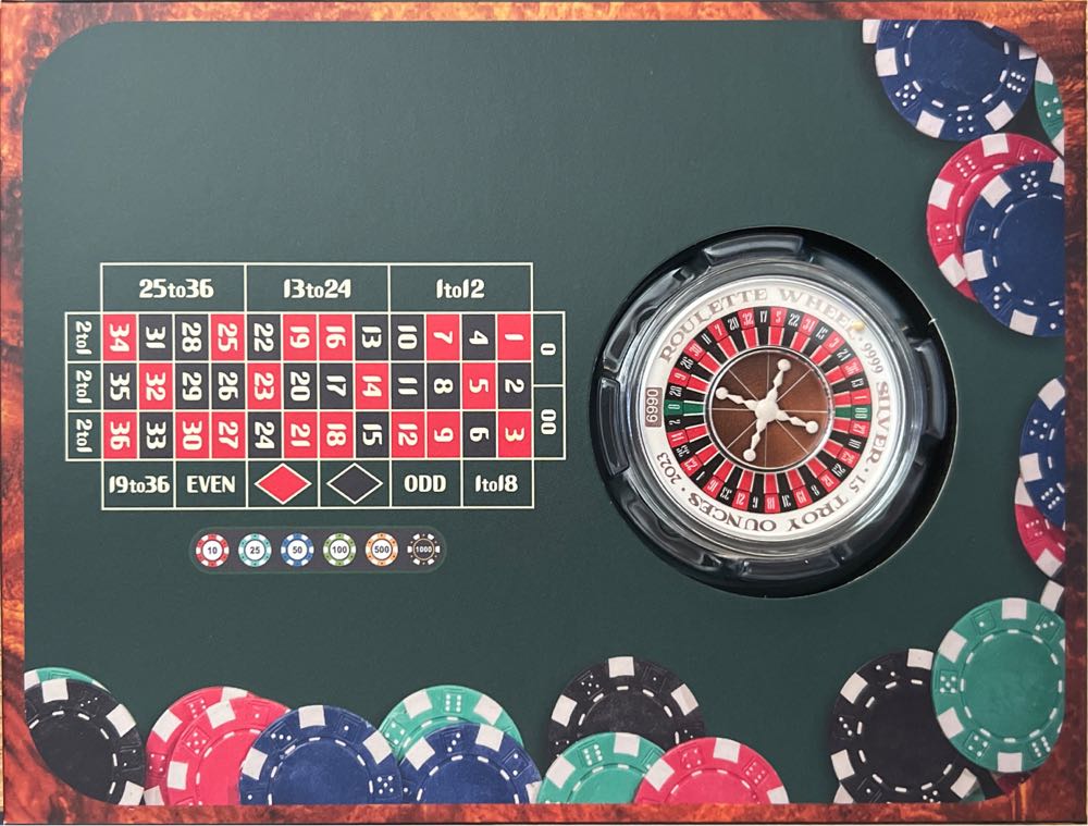 Roulette Spinning Wheel 1.5 Oz Silver Coin  coin collectible - Main Image 3