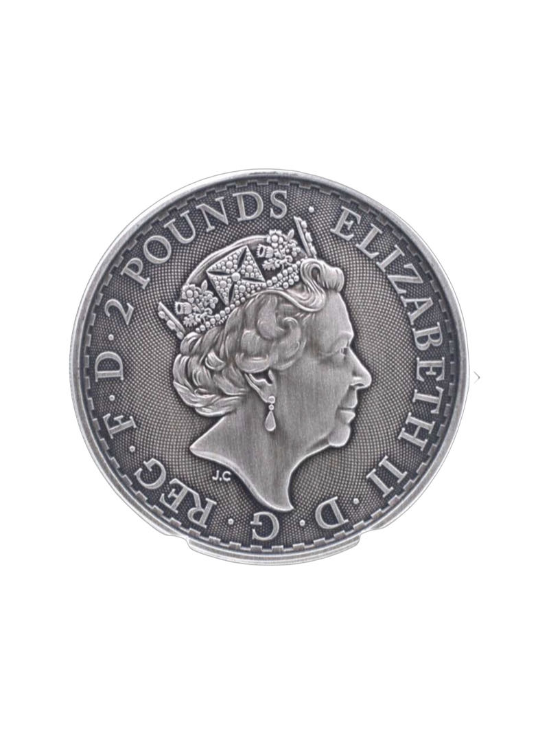 Britannia £2 Silver Bullion (2023 Queen Elizabeth II) Antique Finished  coin collectible - Main Image 2