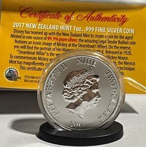 Niue 2017 2$ Disney Steamboat Willie Colorized “American US Flag” - 1 Oz Silver Coin  coin collectible - Main Image 2