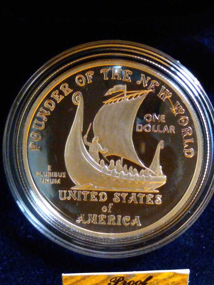Commemorative Leif Ericson 2000 Millennium Commemorative Silver Dollar Coin P  Proof   coin collectible - Main Image 2