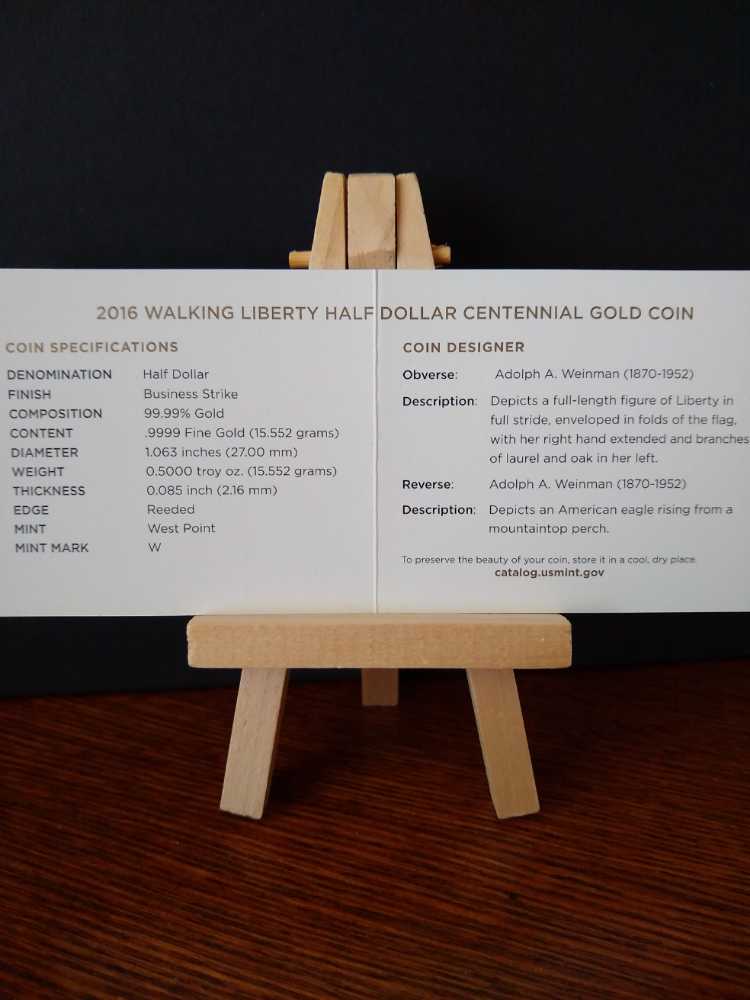Gold 2016 Half Dollar Walking Liberty Centennial   coin collectible - Main Image 4