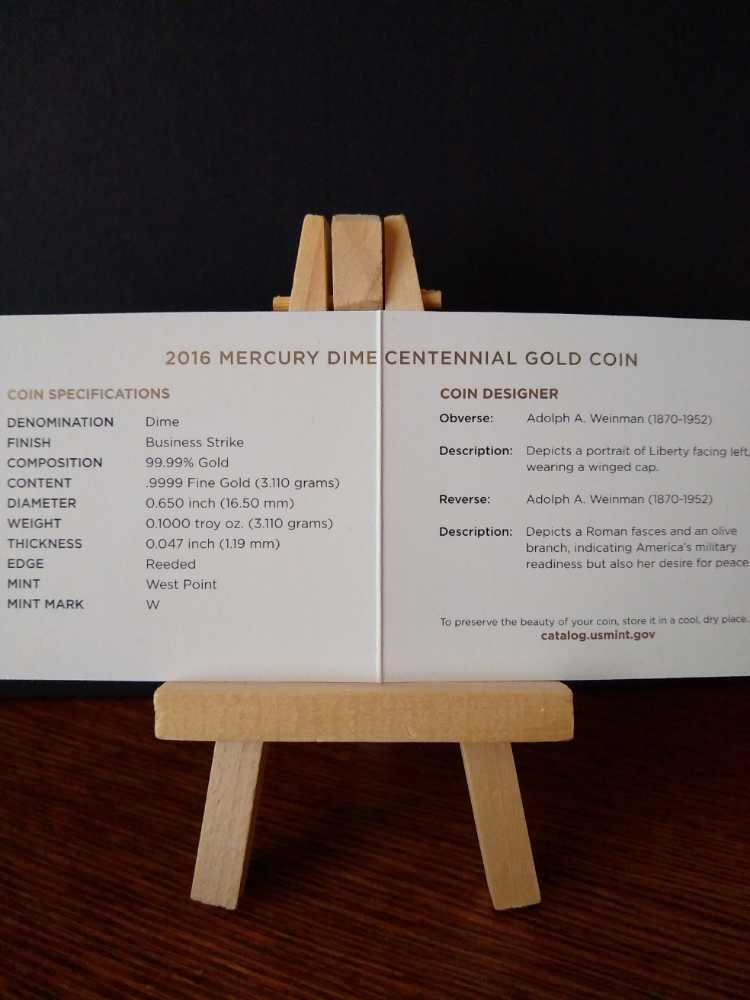 Gold 2016 Mercury Dime   coin collectible - Main Image 4